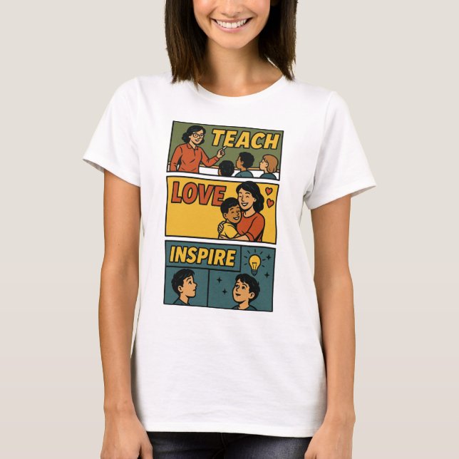 T-shirt Teach Love Inspire - Enseignant Motivational Retro (Devant)