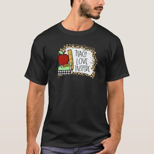T-shirt Teach Love Inspire Leopard Cheetah Print 100 Days (Devant)