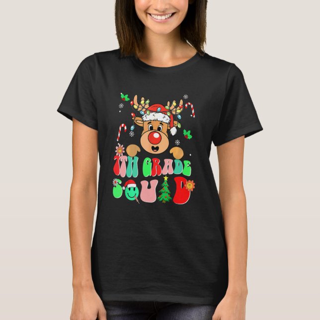 T-shirt Teacher Christmas Funny 7th Grade Squad Reindeer G (Devant)