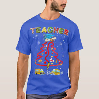 T-shirt Teacher Christmas Tree Joyeux Xmas Lover Librairie