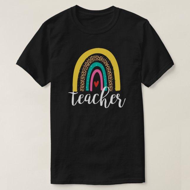 T-shirt Teacher Cute Rainbow Heart Love Enseignement Inspi (Design devant)