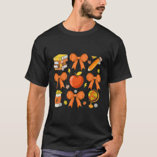 T-shirt Teacher Fall Chemise Coquette Bow Citrouille Autom
