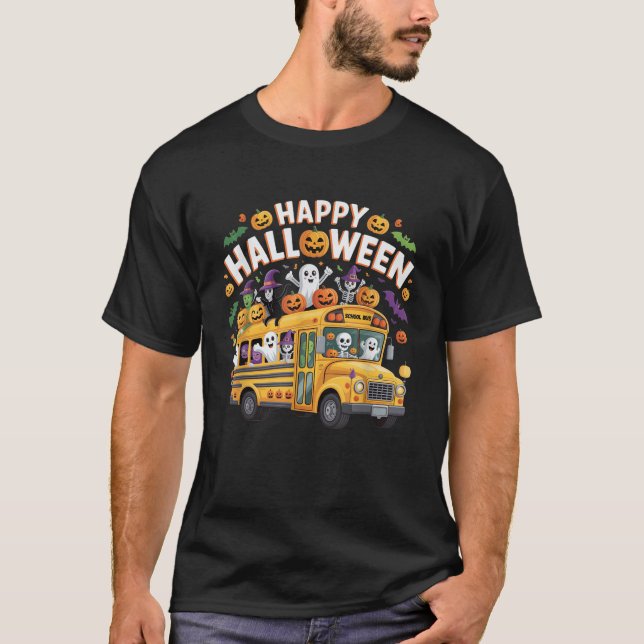T-shirt Teacher Halloween School Bus Driver Cute Ghost Wit (Devant)
