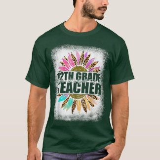 T-shirt Teacher Leopard Sunflower, back To Sc