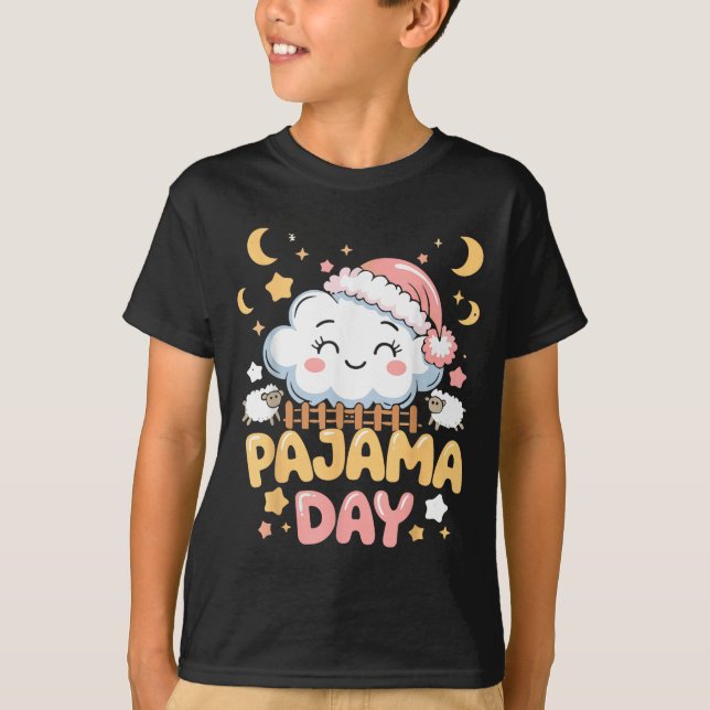 T-shirt Teacher Pajama Day Shirt, Funny Cloud Sleever Scho (Devant)