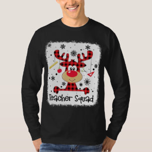T-shirt Teacher Squad Cute Red Plaid Reindeer Snow Lover C