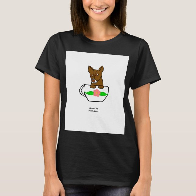 T-shirt Teacup Chihuahua Femmes Noir de base T chemise (Devant)