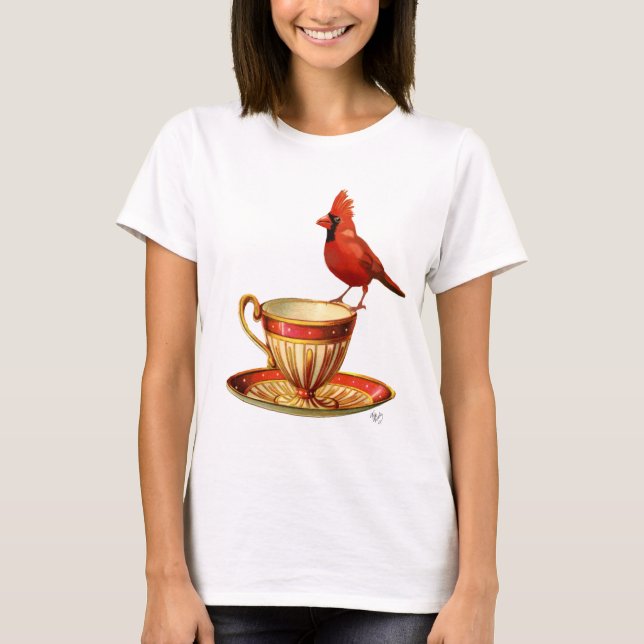 T-shirt Teacup Et Cardinal Rouge (Devant)