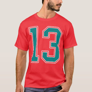 T-shirt Teal and White Number 13 Jersey Player Uniform 13 