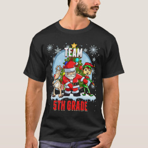 T-shirt Team 5TH GRADE Père Noël Elf Reindeer Flossing Kid