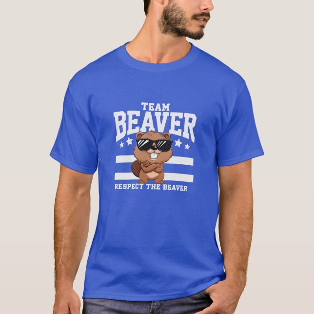 T-shirt Team Beaver Funny Cool Mascotte Respectez le casto (Devant)