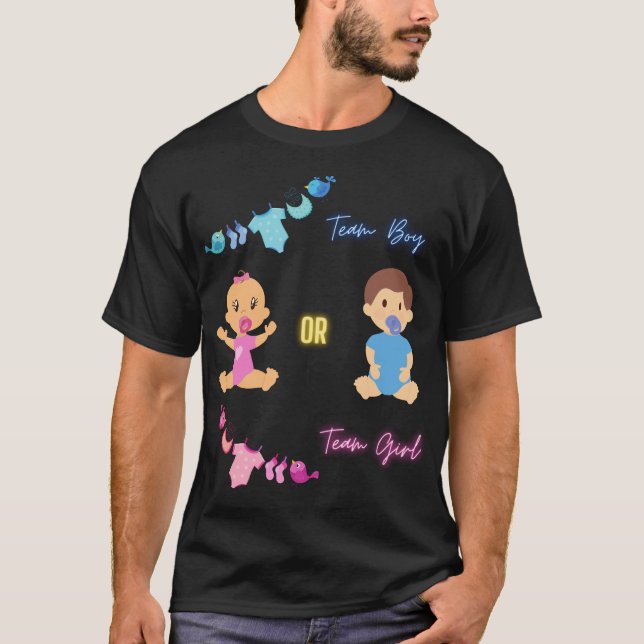 T-shirt Team Boy ou Team Girl Genre Revela (Devant)