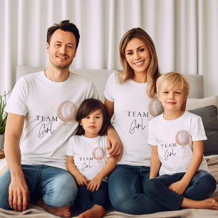 T-shirt Team Girl Pink Balloon Genre Reveillez Famille