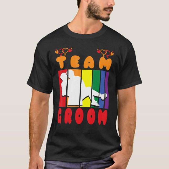 T-shirt Team Groom Husband Crew same gender love (Devant)