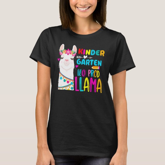 T-shirt Team Kindergarten Teacher Rainbow No Prob Llama 10 (Devant)