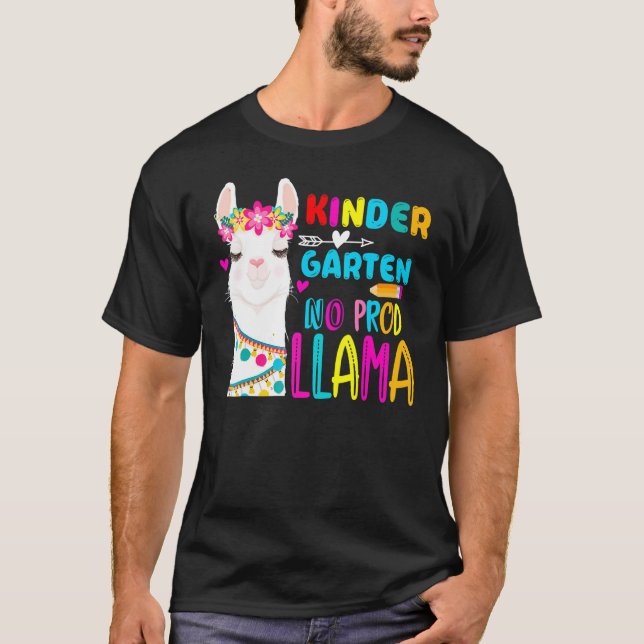 T-shirt Team Kindergarten Teacher Rainbow No Prob Llama 10 (Devant)
