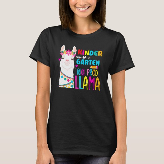 T-shirt Team Kindergarten Teacher Rainbow No Prob Llama 10 (Devant)