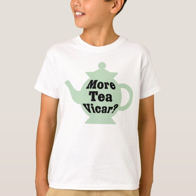T-shirt Teapot - Plus de thé Vicar ? - Noir sur vert clair (Devant)