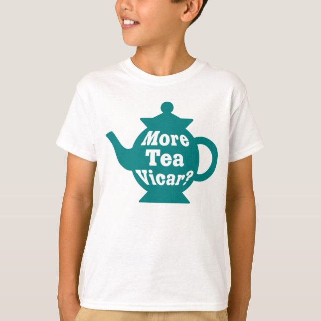 T-shirt Teapot - Plus de thé Vicar ? - Turquoise et blanc (Devant)