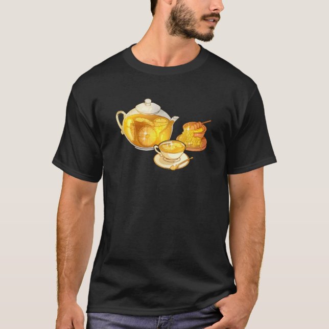 T-shirt Teapot Teacup Lemon Honey Tea Time (Devant)