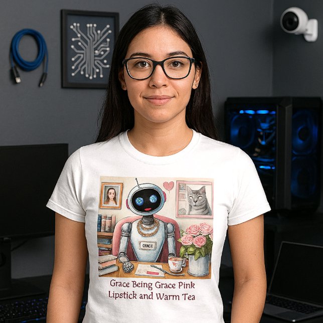 T-shirt Tech Girls AI Robot Pink Sparkle (Créateur téléchargé)