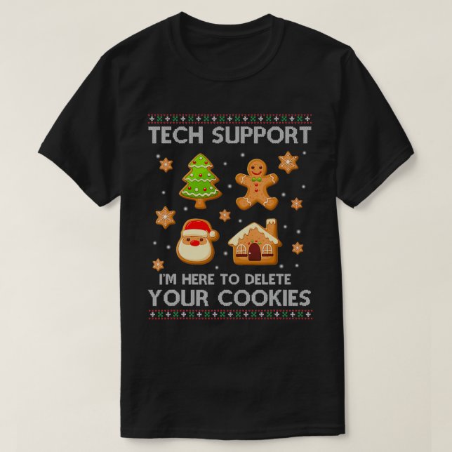 T-shirt Tech Support Delete Your Cookies Baking Xmas Pajam (Design devant)