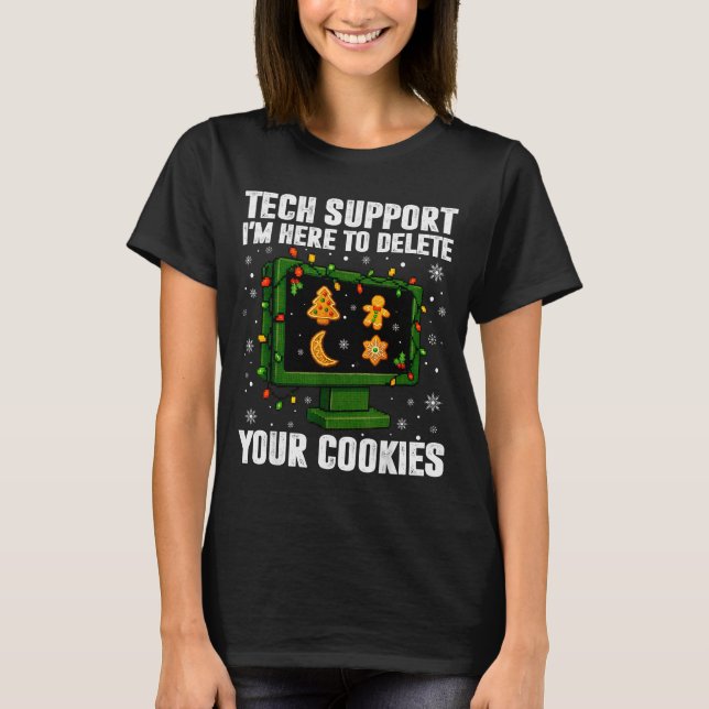 T-shirt Tech Suprt Delete Your Cookies Men Ugly Christmas  (Devant)
