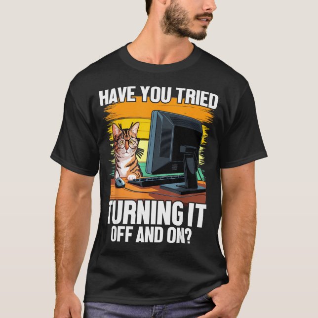T-shirt Tech Suprt Humor I Cat Engineer Computer It Guy  (Devant)