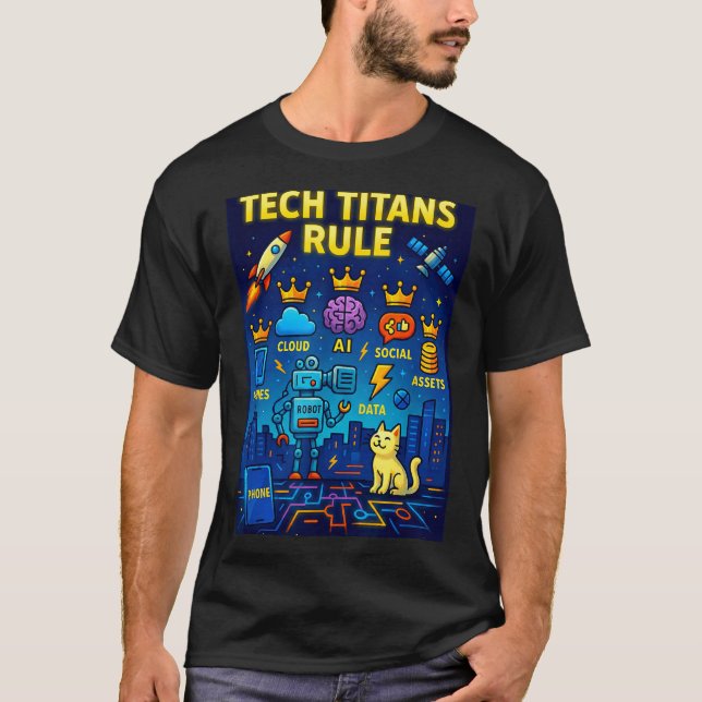 T-shirt Tech Titans Rule Funny Big Technology Satire Wer G (Devant)