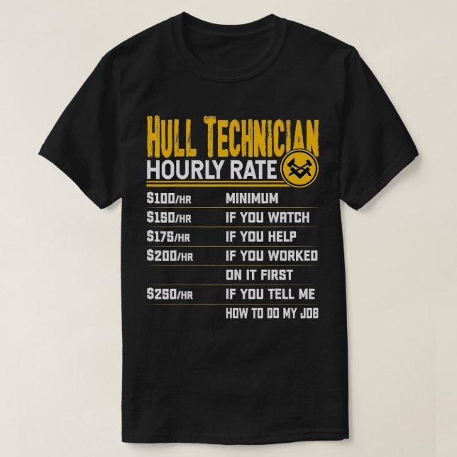 T-shirt Technicien de coque Taux horaire Funny Hull Mécani (Design devant)