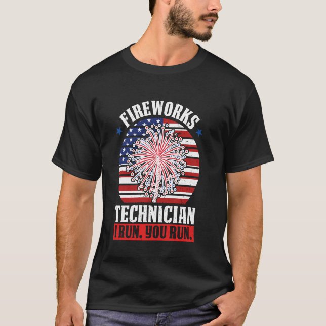 T-shirt technicien de feux d'artifice Je cours, vous exécu (Devant)