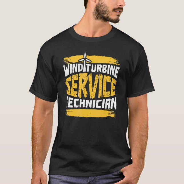 T-shirt Technicien de service de turbines d'énergie éolien (Devant)