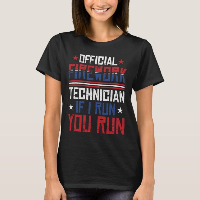 T-shirt Technicien en feux d'artifice 4 juillet drôle Usa  (Devant)