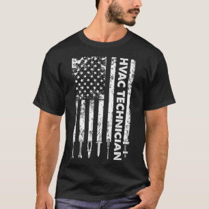 T-shirt Technicien HVAC Drapeau américain Drôle Funny HVAC