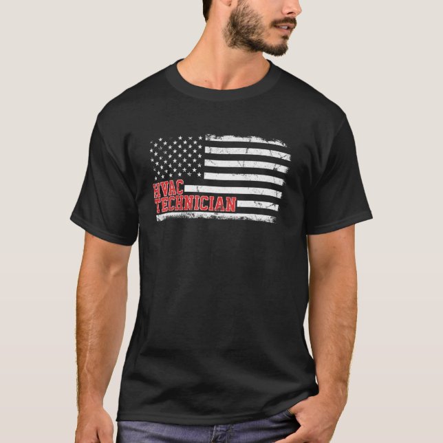 T-shirt Technicien Hvac Us American Flag Hvac Tech (Devant)