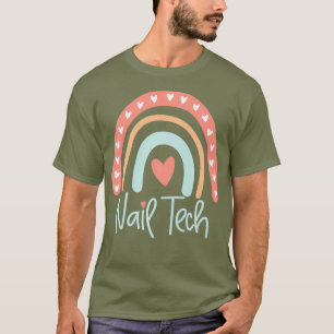 T-shirt Technicien Nail Tech Manicuriste Boho Rainbow