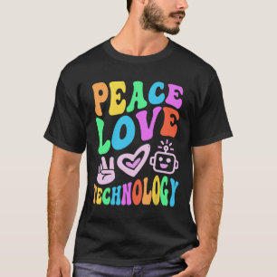 T-shirt Technologie vintage Peace Love Retro Computer Teac