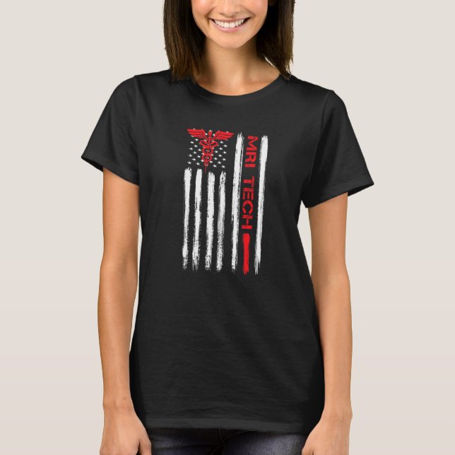 T-shirt Technologue Mri Drapeau Américain Rad Radiologique (Devant)
