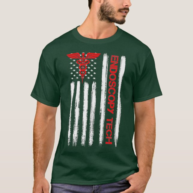 T-shirt Technologue technique en endoscopie du drapeau amé (Devant)