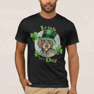T-shirt Teckel à poils durs du jour de St Patrick