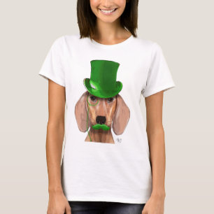 T-shirt Teckel avec le casquette supérieur et la moustache