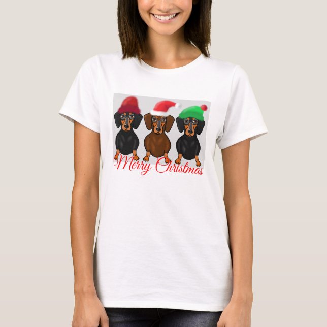 T-shirt Teckel de Joyeux Noël (Devant)