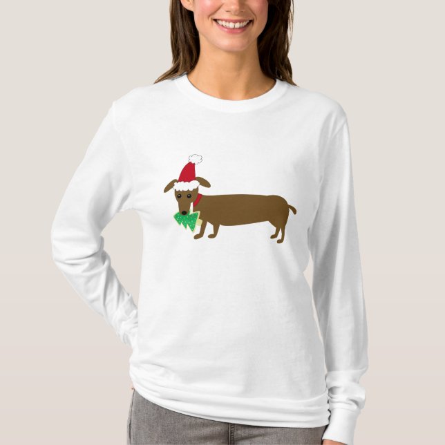 T-shirt Teckel de Noël (Devant)