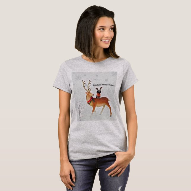 T-shirt Teckel par la chemise de neige (Devant entier)