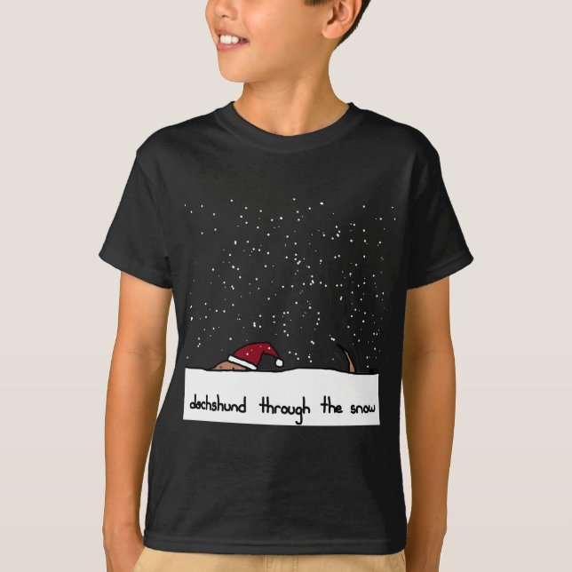 T-shirt teckel par la neige (Devant)