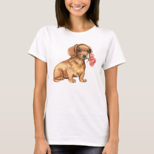 T-shirt Teckel rose de Valentine