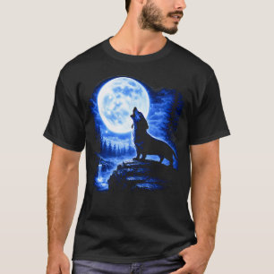 T-shirt Teckels Hurlement Lune Drôle Chien Saucisse Wiener