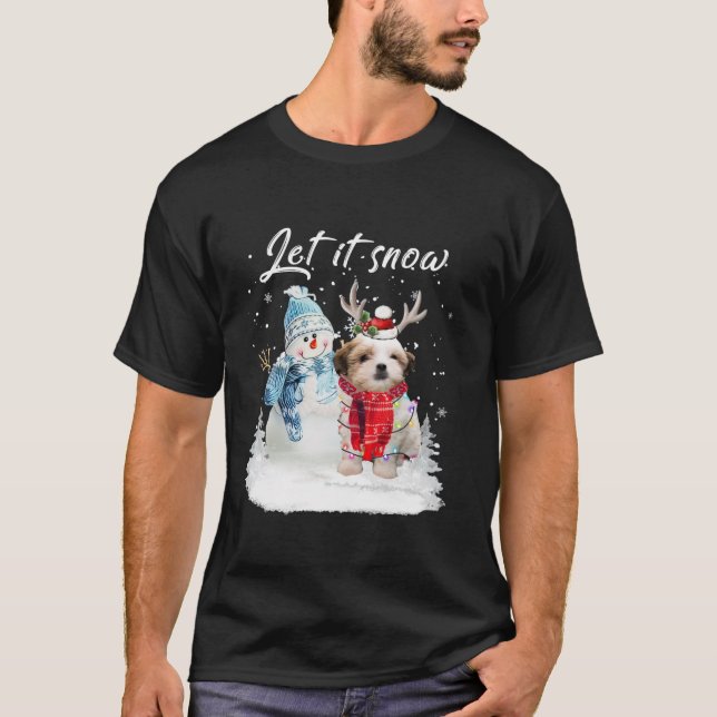 T-shirt Teddy Bear Chien Père Noël Chien Noël Snowman Xmas (Devant)