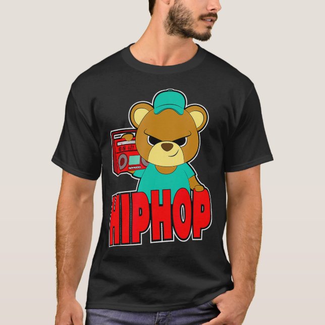 T-shirt Teddy Bear Hustle Hip hop Money Rap DJ (Devant)