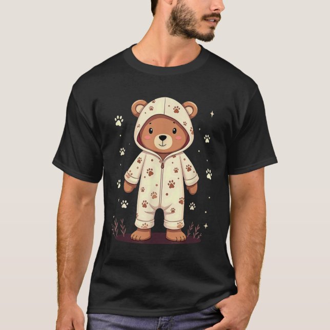 T-shirt Teddy Bear Wearing Pajamas  (Devant)